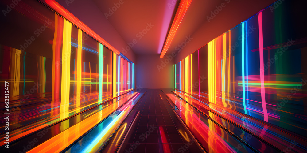 Wall mural Illuminated Pathways: Exploring Futuristic Neon Tunnels