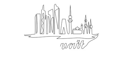 Animated self drawing of Kuwait National Days on February 25th. Kuwait National Days concept illustration in simple linear animation. Kuwait National Days concept design with full length animation