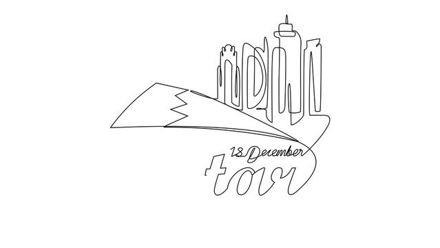 Animated self drawing of Qatar National Days on December 18th with white background. qatar National Days concept illustration in simple linear animation. Qatar National Days design with full animation