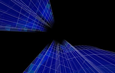 Abstract architectural drawing 3d rendering