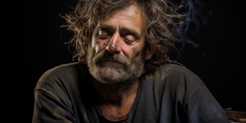 Obraz premium 40 year old man with a terrible hangover, generative AI