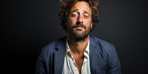 Obraz premium 40 year old man with a terrible hangover, generative AI