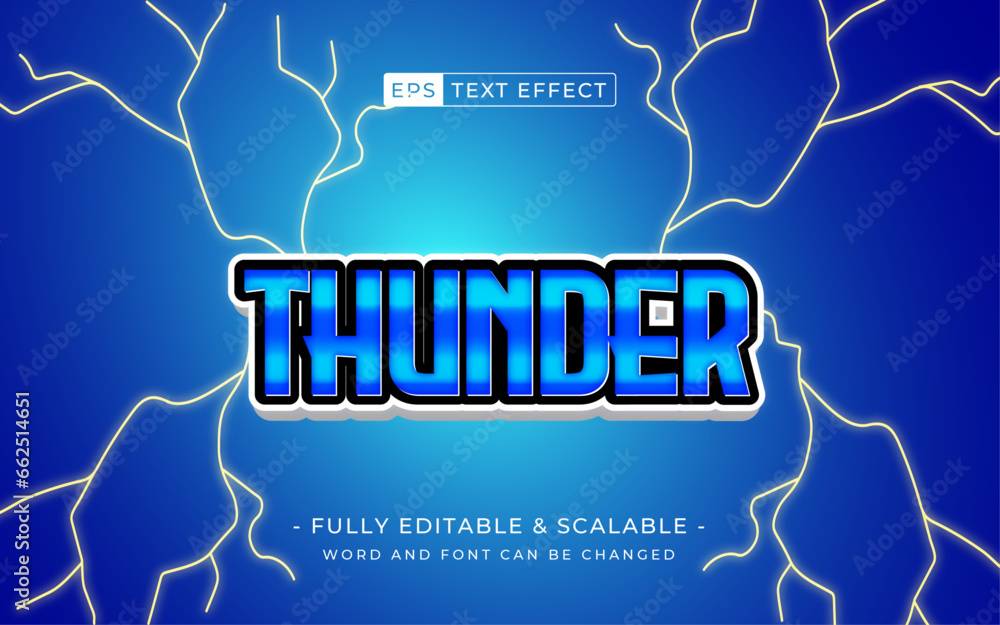 Poster Thunder editable text style effect. lightning simple