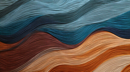wavy thread background in complimentary blue, tan and brown color palette