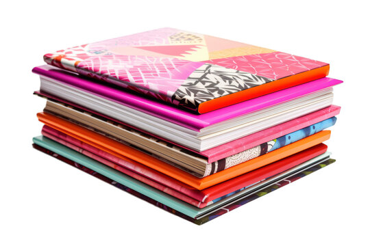 Stack of stacked picture books on a transparent white background