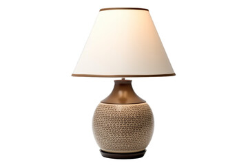 A vintage table lamp on a transparent white background
