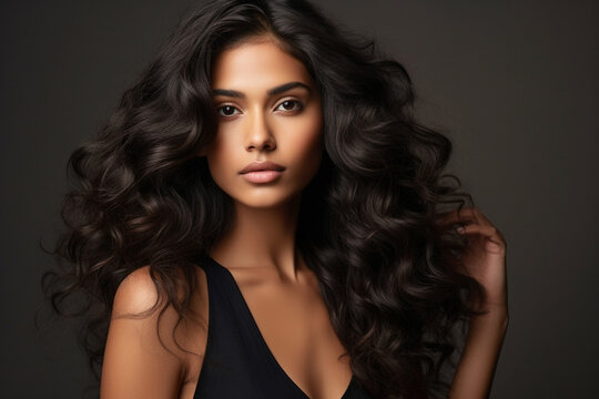Face woman care skin female healthy beauty glamour long hair salon model brunette fashion