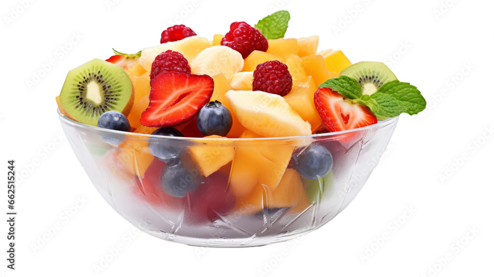 Wall mural A fruit salad on a transparent white background