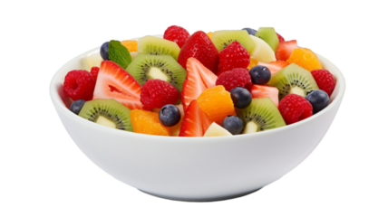 A fruit salad on a transparent white background