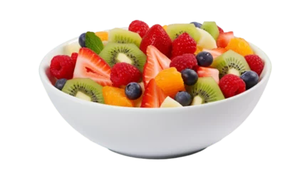 Foto op Plexiglas A fruit salad on a transparent white background © danter