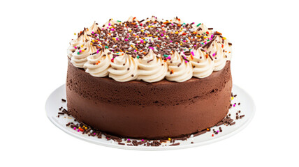 Obraz na płótnie Canvas A delicious chocolate cake on a white transparent background