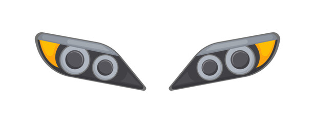 Car headlights vector concept