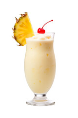 A pineapple milkshake drink on a clear white background - obrazy, fototapety, plakaty