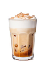 A cup of milk tea in a glass on a transparent white background