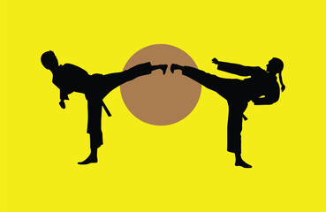 logo of karate silhouette vector. Boxing and competition silhouettes vector image,