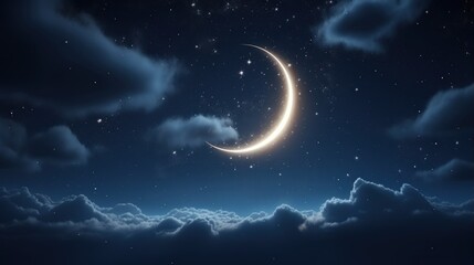 Obraz na płótnie Canvas Night sky with moon and stars UHD wallpaper Stock Photographic Image