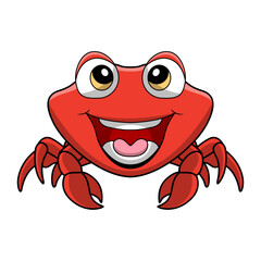 Cute crab cartoon on white background