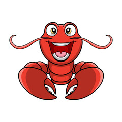 Cute lobster cartoon on white background