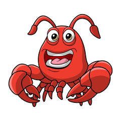 Cute lobster cartoon on white background