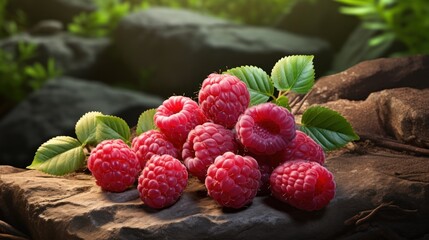 Raspberries on black UHD wallpaper Stock Photographic Image