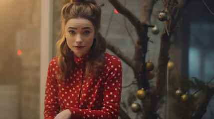 Portrait of Woman with Red Sweater