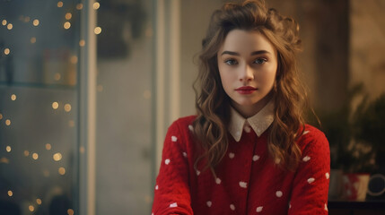 Portrait of Woman, Christmas Sweater