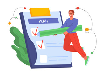 Man with plan vector concept