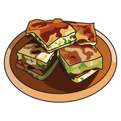Egg martabak or martabak telur vector illustration, suitable for sticker and graphic design elements