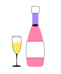 Festive decorations champagne vector line