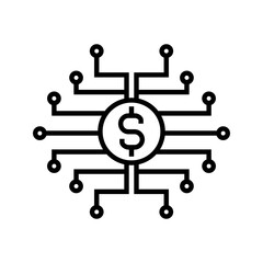 money with electric circuit, illustration of wireless payment and transfer icon vector