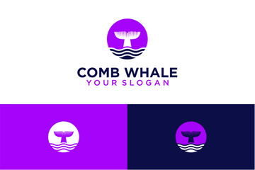 comb logo design with whale