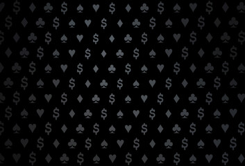 Dark black vector texture with playing cards.