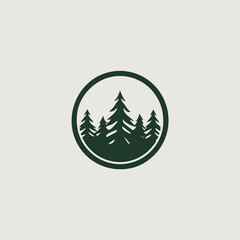 Naklejka na ściany i meble 森をシンボリックに用いたシンプルかつスタイリッシュなロゴのベクター画像
