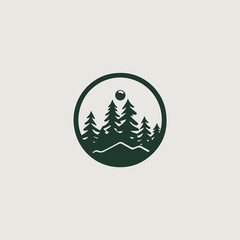 森をシンボリックに用いたシンプルかつスタイリッシュなロゴのベクター画像