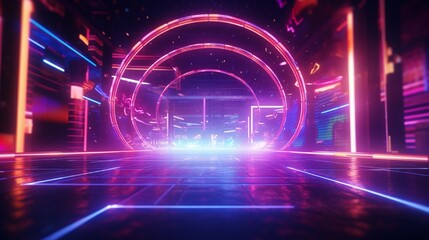 Realistic moving neon lights background