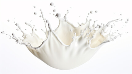 milk splash on white background for drink and beverage menu decoration