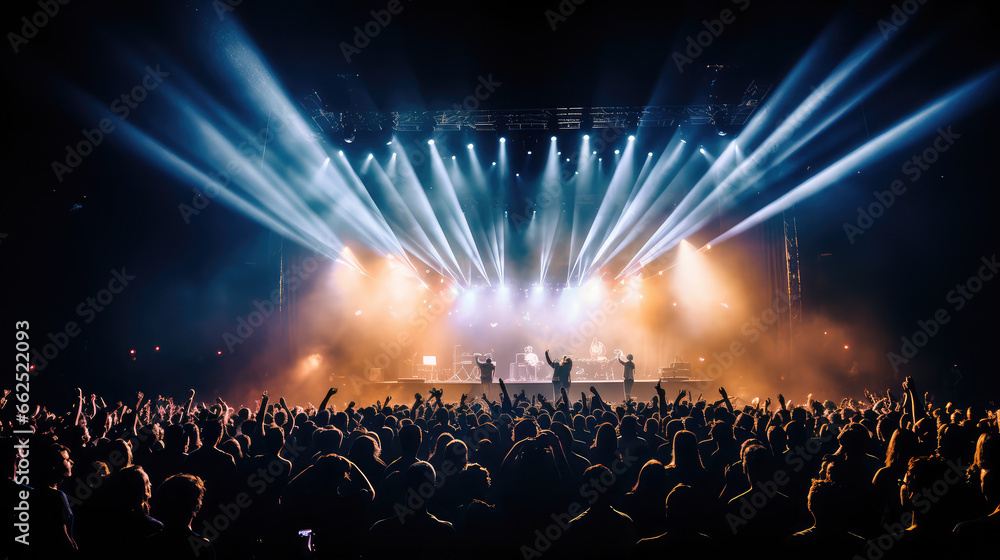 Wall mural image of an auditorium with a bright light shining on it