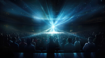 image of an auditorium with a bright light shining on it