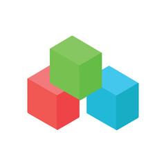 Children alphabet toy blocks. Vector isometric flat illustration