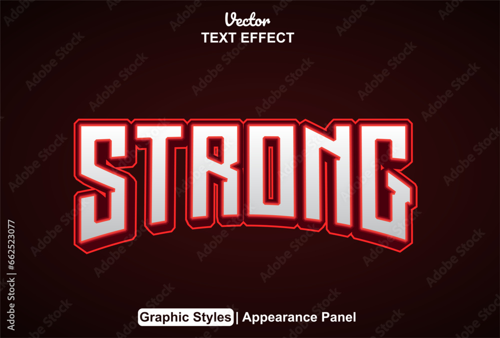 Poster strong text effect with red color editable graphic style.