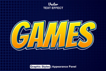 Fototapeta premium games text effect with orange color graphic style editable.