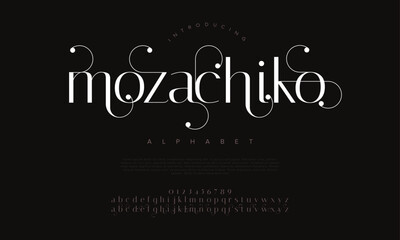 Vintage premium luxury elegant alphabet letters and numbers. Elegant wedding typography classic serif font decorative vintage retro. Creative vector illustration