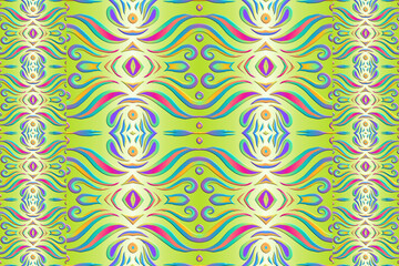 3D Seamless colourful batik ethnic dayak traditional Java indonesia pattern for background textile garment 