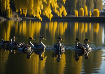 ducks on the lake - Powered by Adobe