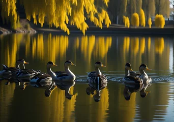 Fotobehang ducks on the lake © upali