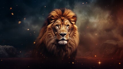 space for text on textured background surrounded by lion pride, background image, AI generated