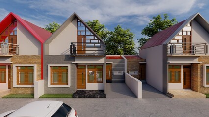 3D rendering illustration of modern house