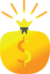 Illustration of money in a big bag as a symbol of wealth.