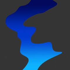 Abstract blue gradient flowing design on dark gray background