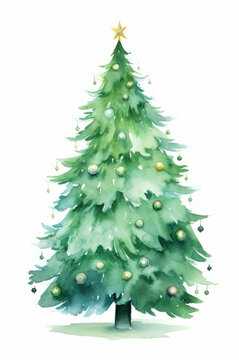 Watercolor Christmas tree for Christmas stuff